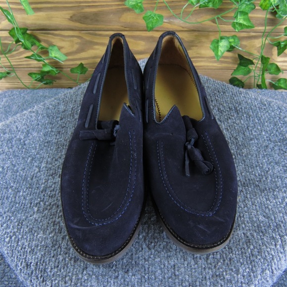 Zara Men\'s Tassle Navy Loafer Blue Suede Size 42 Medium Gently‎ Used 2025 main image 4